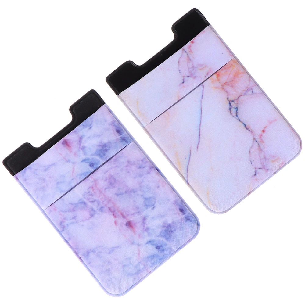 2Pcs Marble Pattern Phone Back Pouch Adhesive Holder Cell Phone Back Pocket