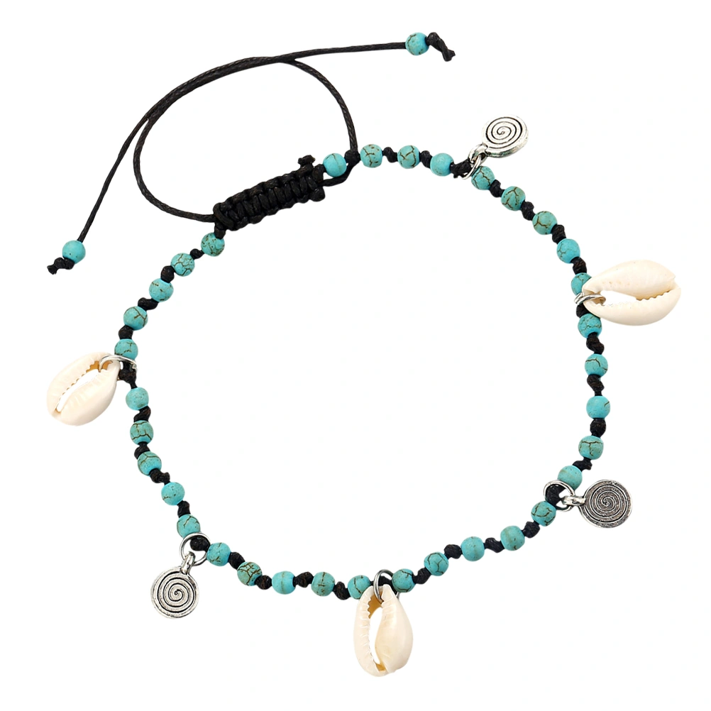 1Pc Chic Conch Anklet Beautiful Ankle Chain Delicate Ankle Jewelry Foot Hanging Chain Pendant for Women Girls(Sky-Blue)