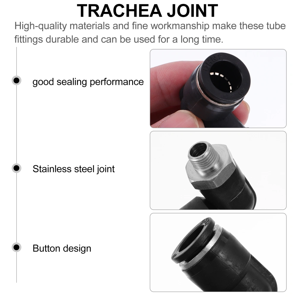 1 Set 2Pcs Air Pipe Connectors Thread Quick Pneumatic Tube Fittings (Black)