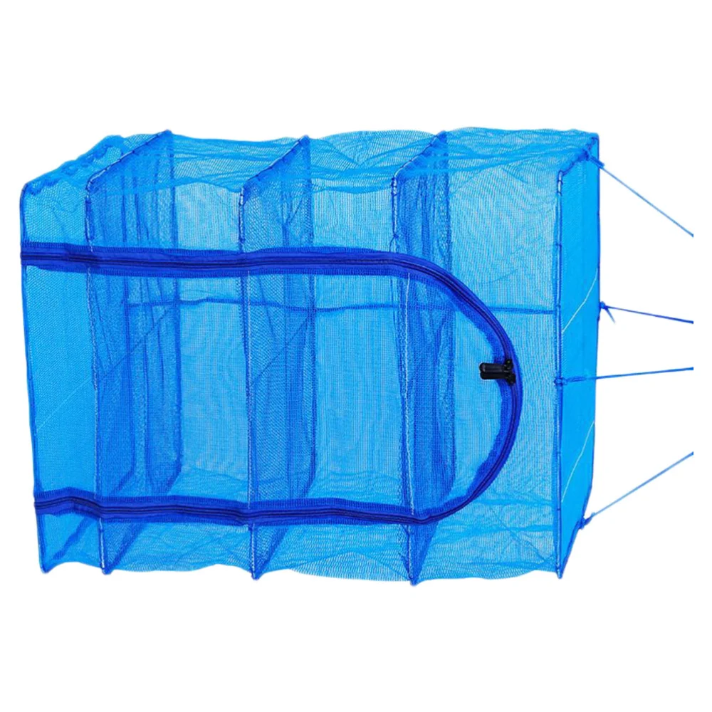 Outdoor Food Screen Foldable Drying Net Hanging Mesh Dryer Square Hanging Mesh Dryer for Shrimp Fish Fruit Vegetables (Four-layer 66X40X40cm With Buckle)