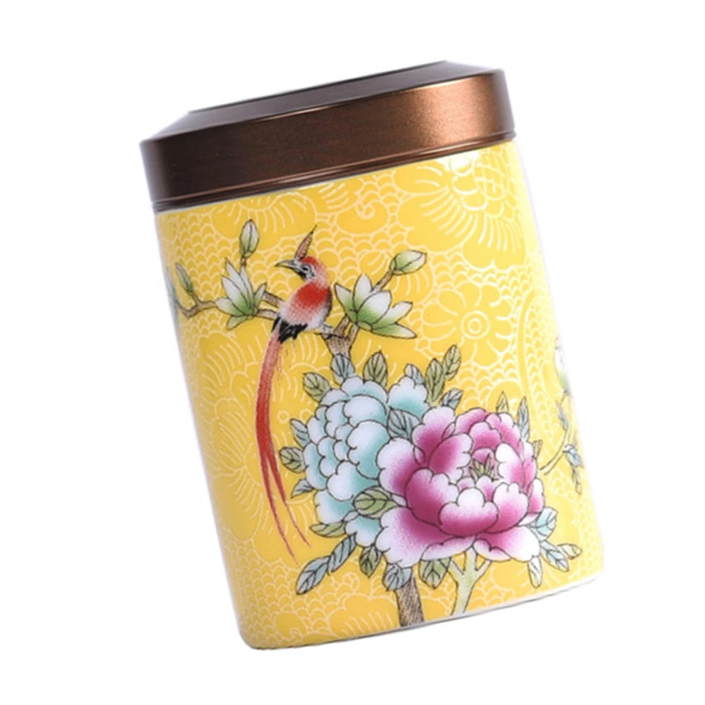 1Pc Delicate Hand-painted Tea Can Creative Artistic Tea-leaf Sealed Jar Yellow