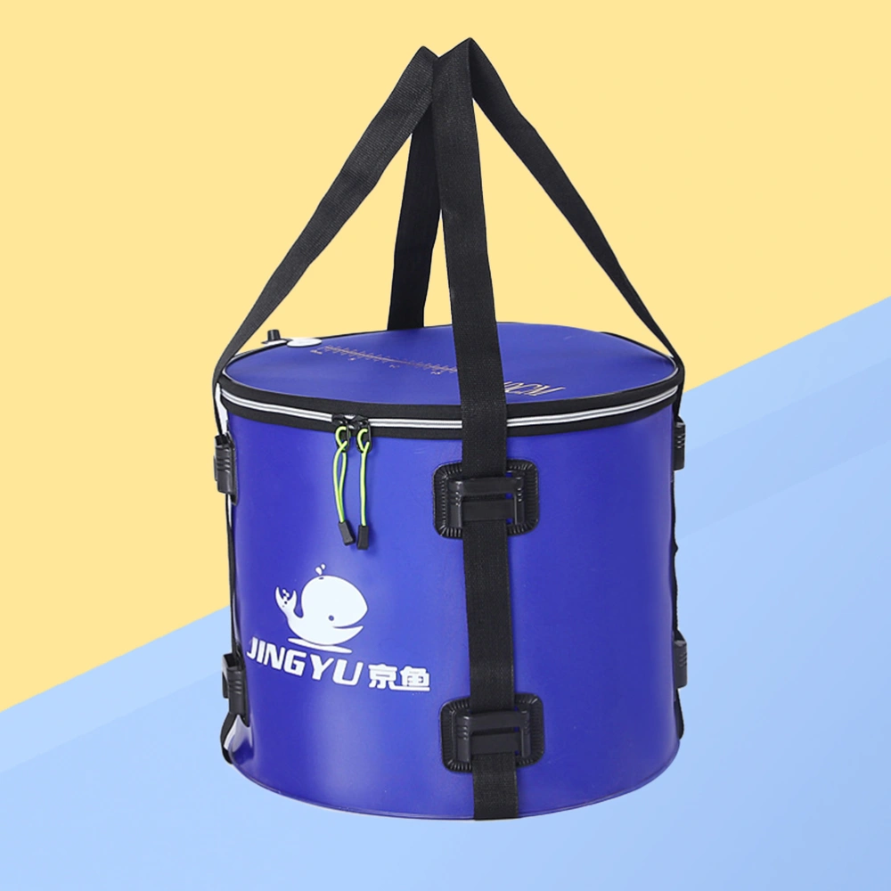 Folding Waterproof Fishing Bucket Fishing Bag Fish Protection Barrel Portable Round Eva Fish Bag 40x30cm (Blue)