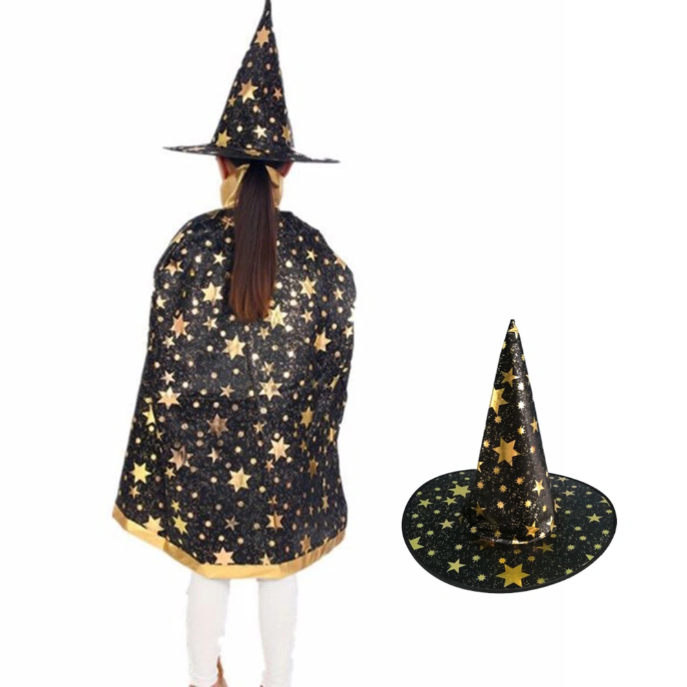 4 Pcs Halloween Party Witch Hat Halloween Witch Hat Fashion Star Magician Hat Halloween Party Cosplay Prop