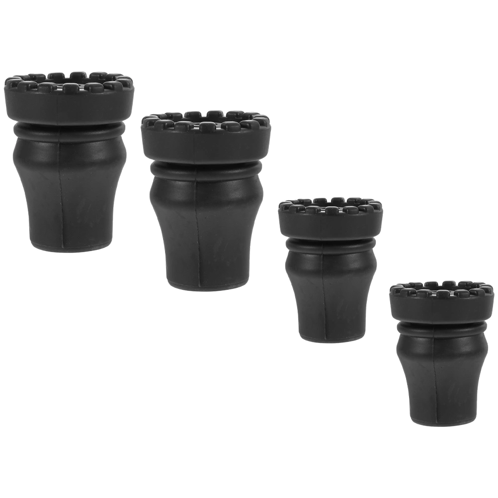 4pcs Anti-skid Crutch Foot Protectors Rubber Hiking Pole Tips Trekking Pole Anti-skid Pads (Black)