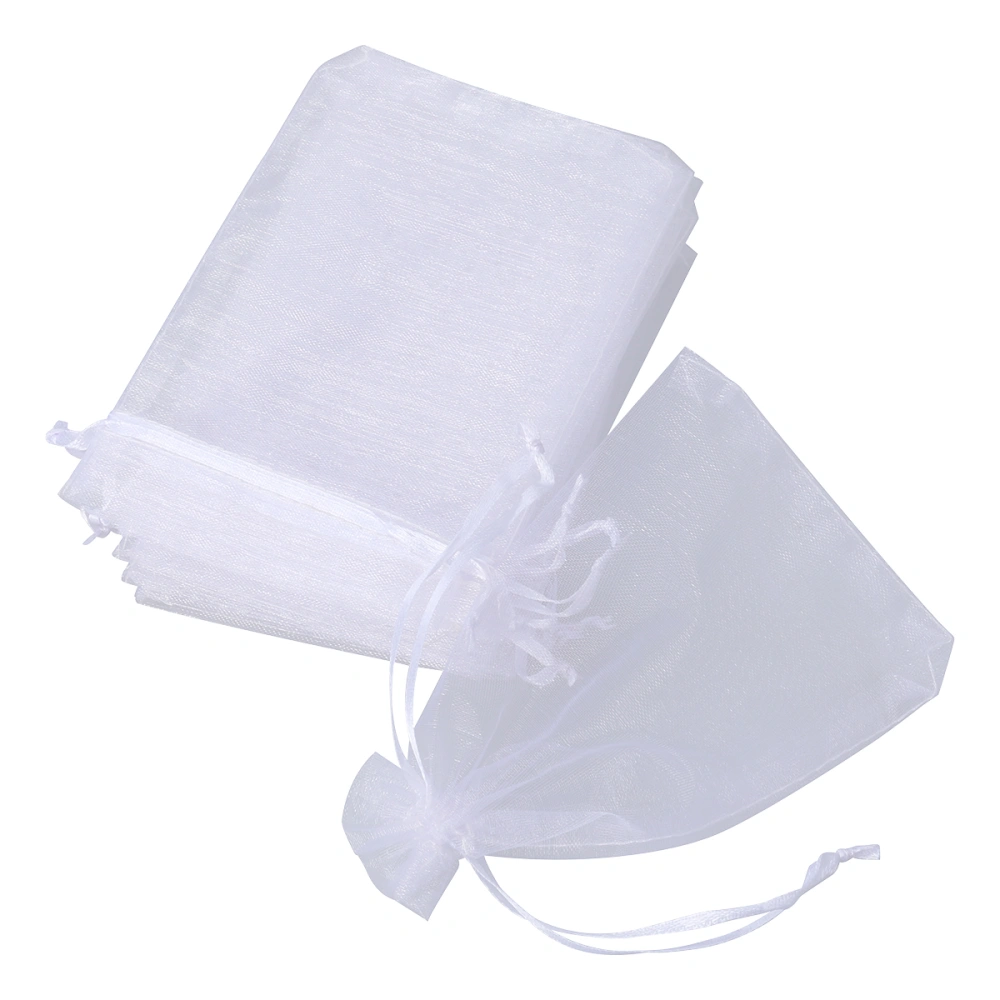 100 Pcs Drawstring Present Bags Gift Candy Favor Storage Packing Bags Wedding Party Supplies (White)