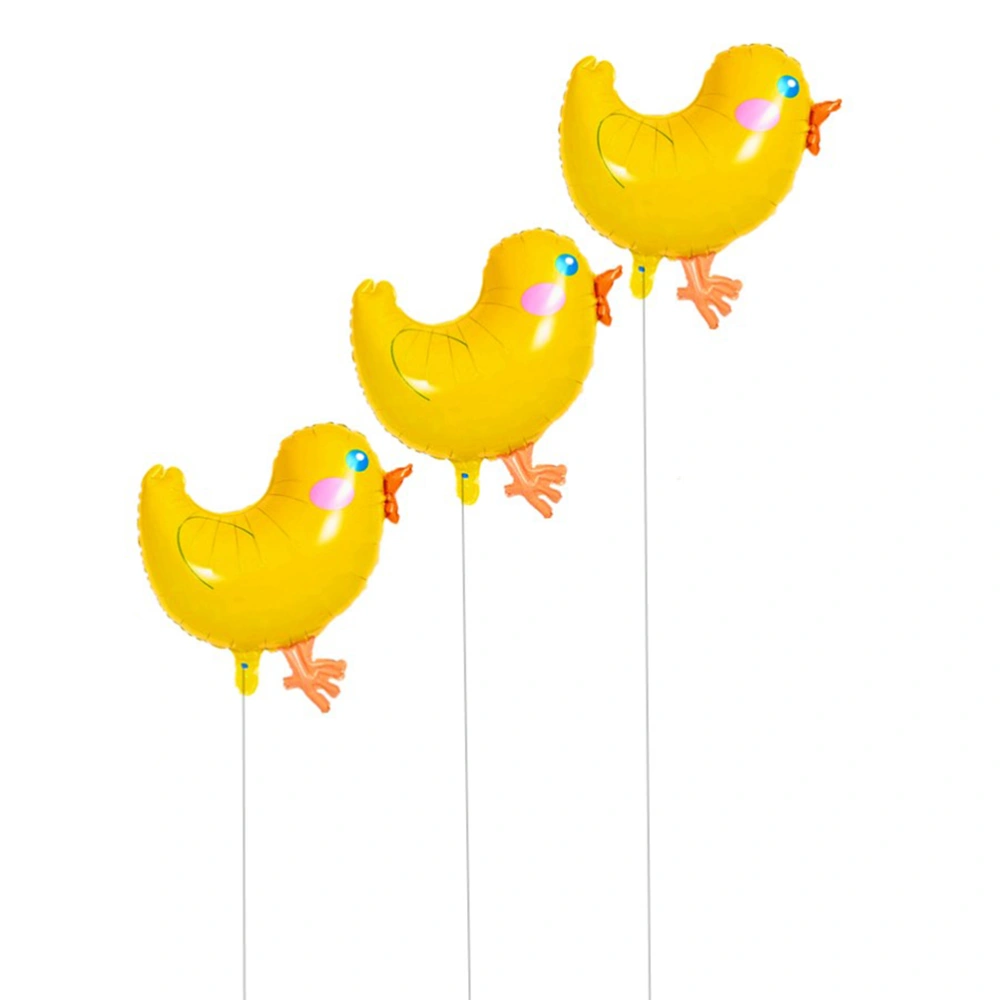 3Pcs Cartoon Foil Balloons Lovely Big Yellow Chickens Pattern Mylar Helium Balloons Decors for Birthday Party Fetival Wedding (Yellow)