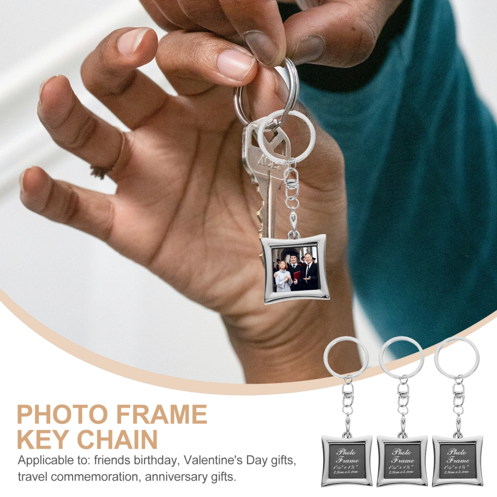 3Pcs Metal Photo Keychains Graduation Photo Frame Keychains Portable Picture Keychains