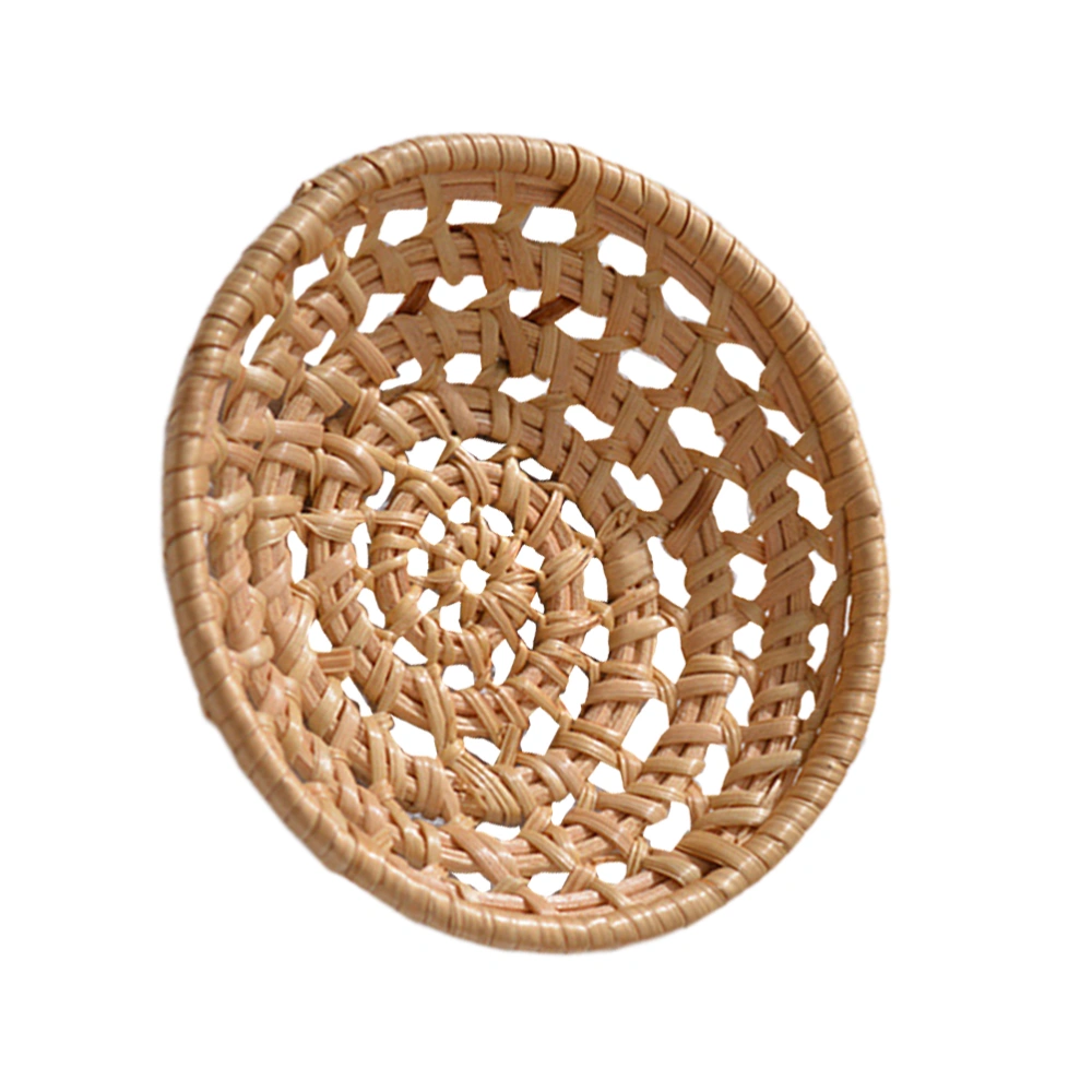 1pc Autumn Vine Woven Basket Hand-woven Vegetable Basket Hollow Out Storage Holder Dried Fruit Cake Organizer (Light Brown, Big Size)