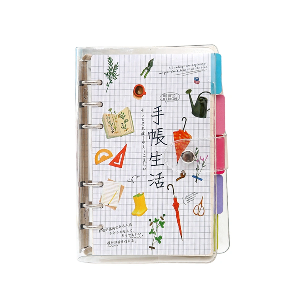 Transparent Cover Loose-leaf Hand Account Notebook Diary Journal Travel Log Snap Button for Writing Recording Drawing (Hand Account)