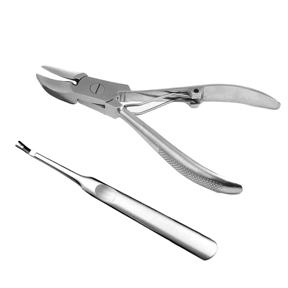 2PCS Skin Pliers Nail Toenail Nipper Cuticle Stainless Steel Nail Clippers Cutters with Pusher for Fingernails Toenails