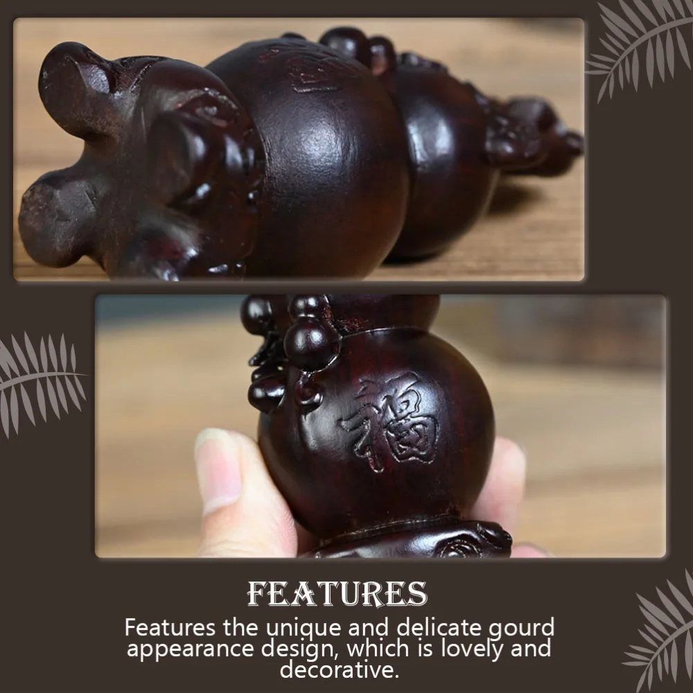 Exquisite Ebony Craft Gourd Figurine Carved Figurine Decor Wooden Desktop Decor Random Style