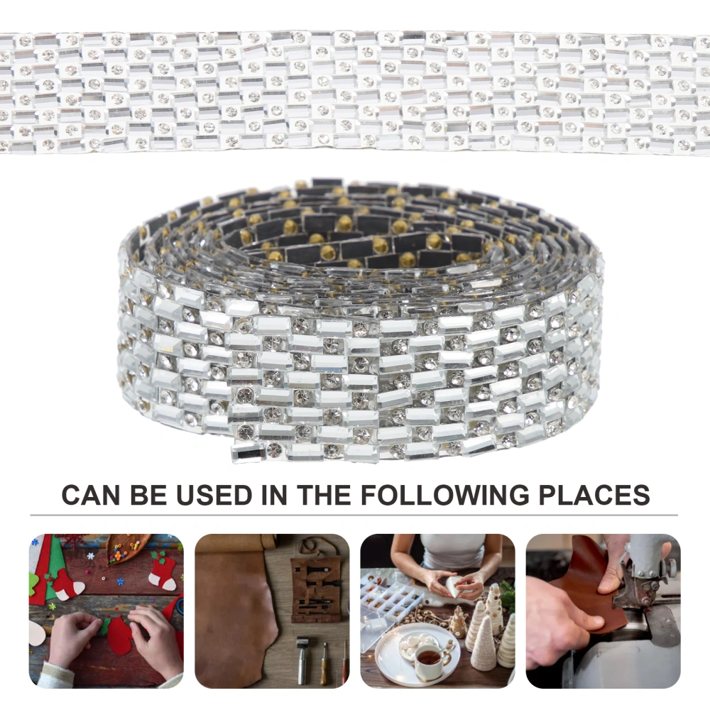 1 Roll Self Adhesive Rhinestone Ribbons Bling Rhinestone Roll DIY Clothing Craft