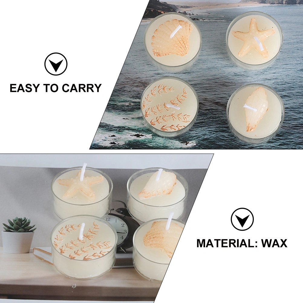 8 Pcs Classic Seashell Candles Romantic Candles Decoration Tealight Candles