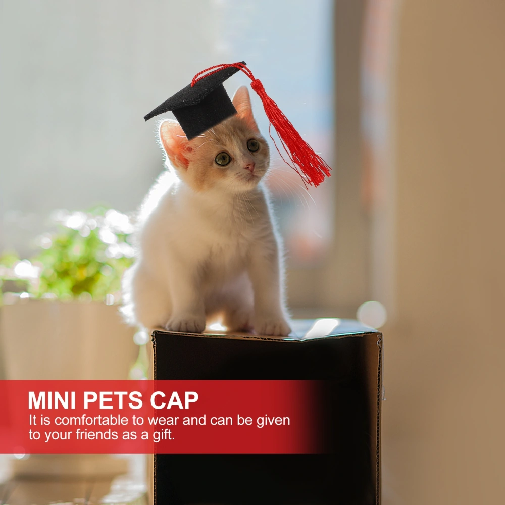 4pcs Graduation Mini Doctoral Hat with Tassels Mini Pets Doll Hats