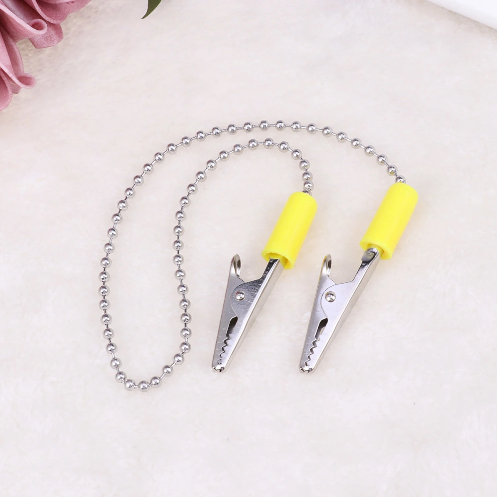 Stainless Steel Dental Ball Chain Clips Flexible Napkin Clip Chain Bib Holder (Color random)