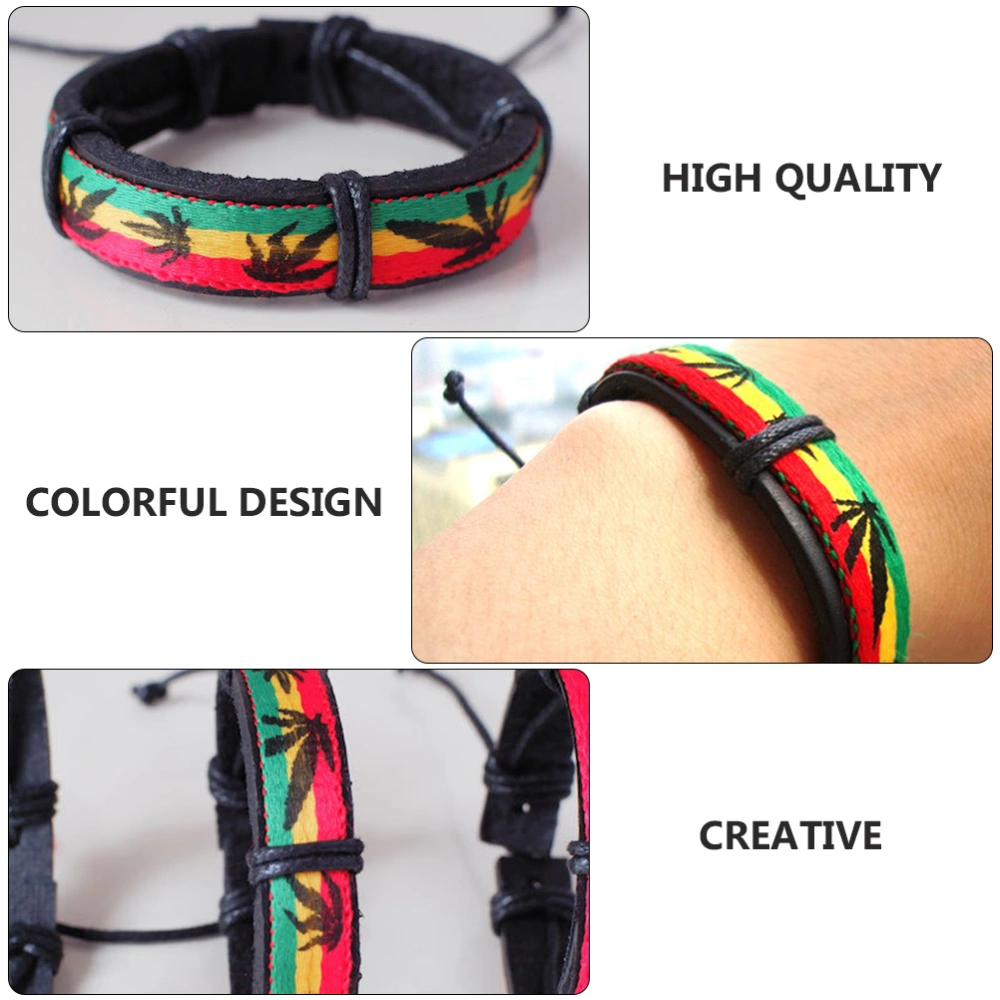 1Pc Jamaica Ethnic Style Bracelet Colorful Hand Strap Man Tricolor Wristband