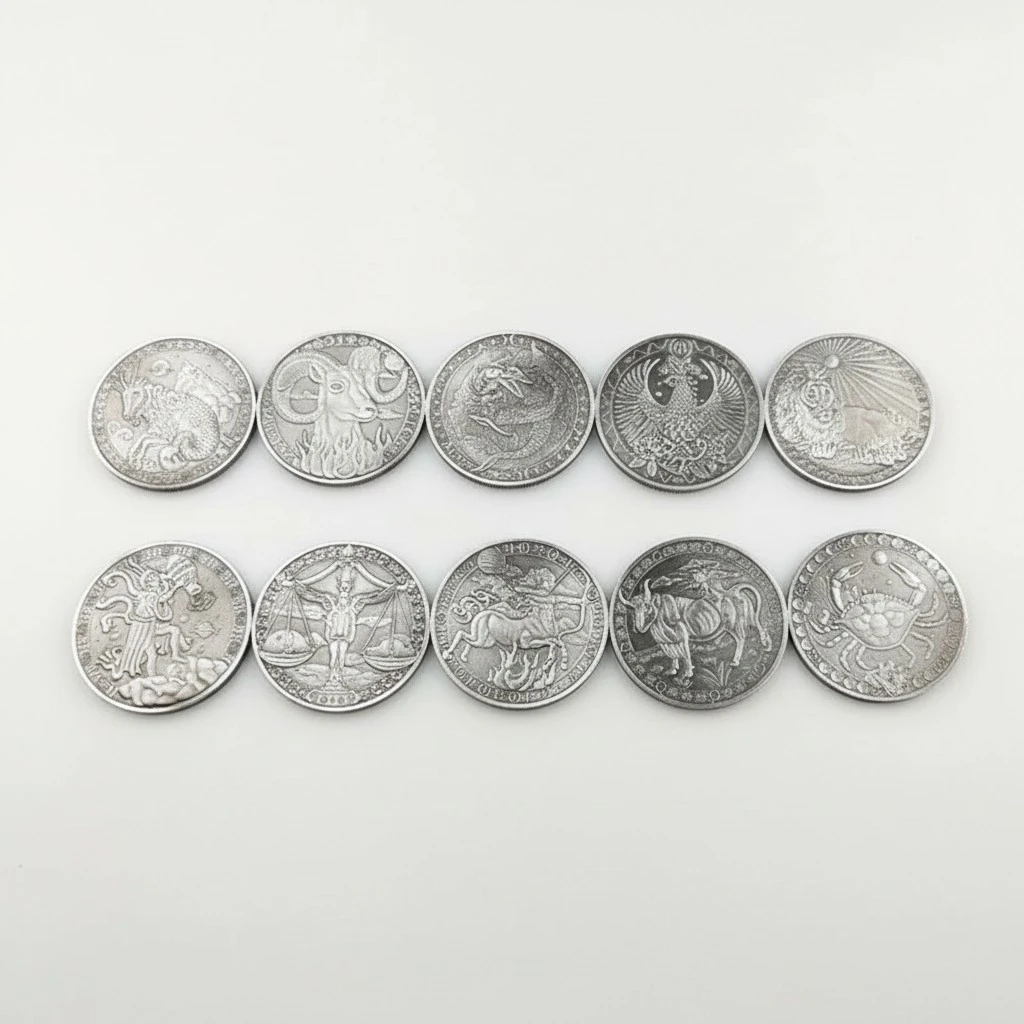 Vintage Twelve Constellations Commemorative Coin Stereoscopic Embossment Metal Coin Souvenir Gift Crafts (Sagittarius)
