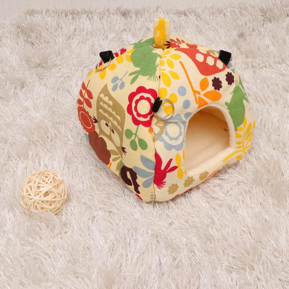 Thicken Winter Sleep Bed Warm Cotton Pet Nest Creative Tent for Devil Squirrel Pig Hamsters (Size M Zoo)