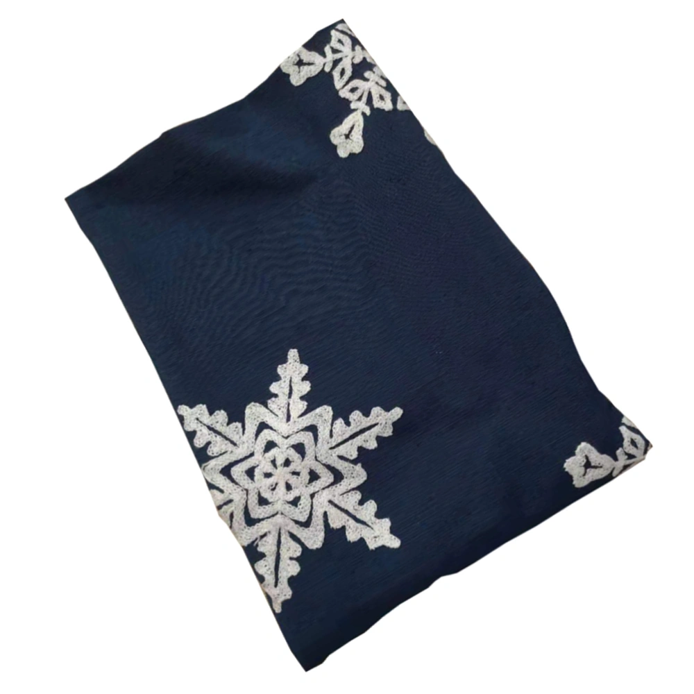 Christmas Hemp Cotton Table Cloth Snowflake Tea-cloth for Home Restaurant (Blue 60x60)