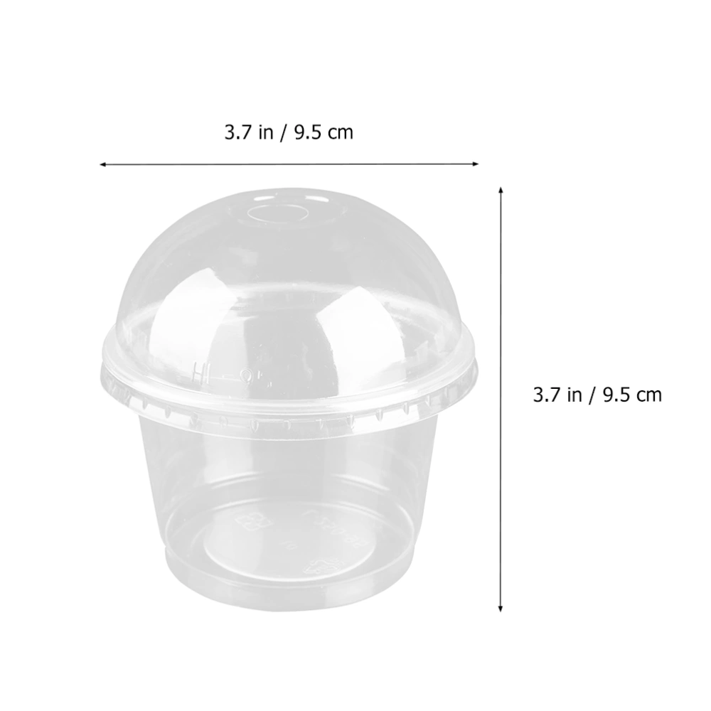 100 Pcs Thickened Storage Cups Multipurpose Dessert Cups with Lid (Transparent)