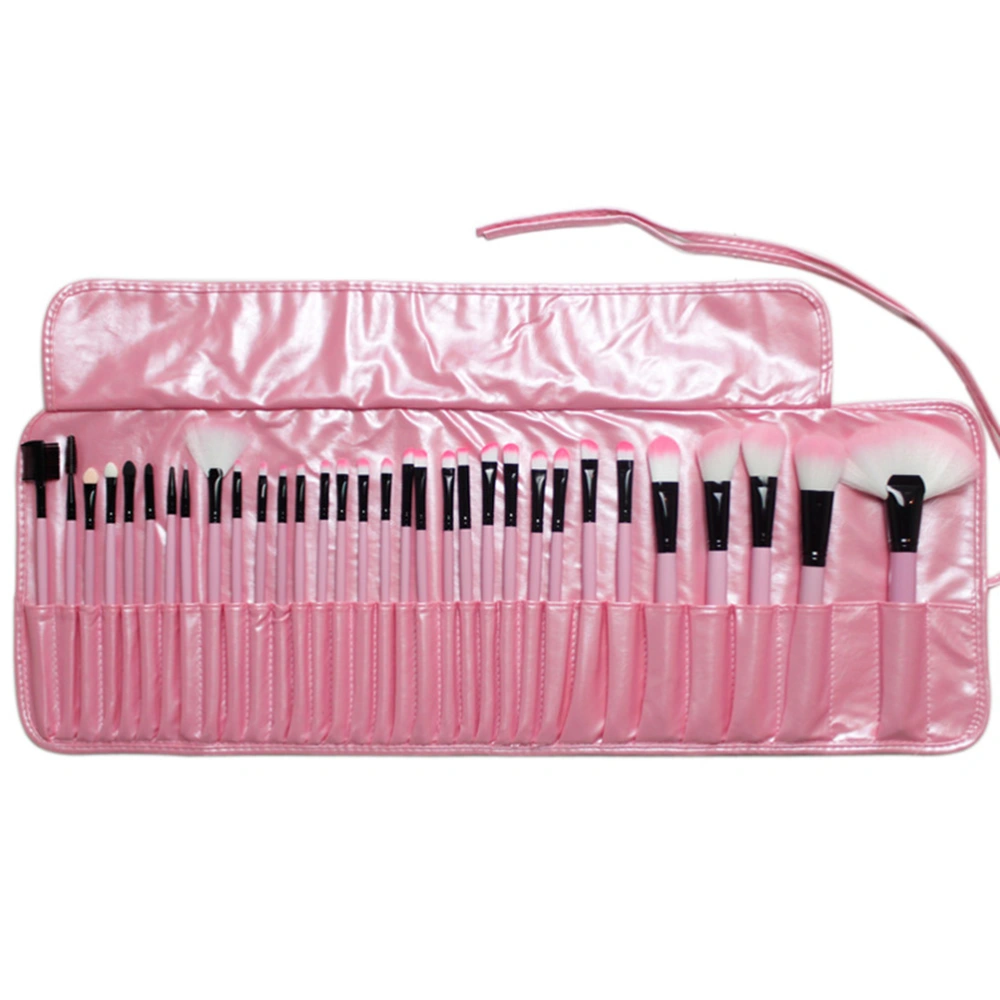 31pcs Portable Cosmetic Makeup Brushes Set with Pouch (Pink)