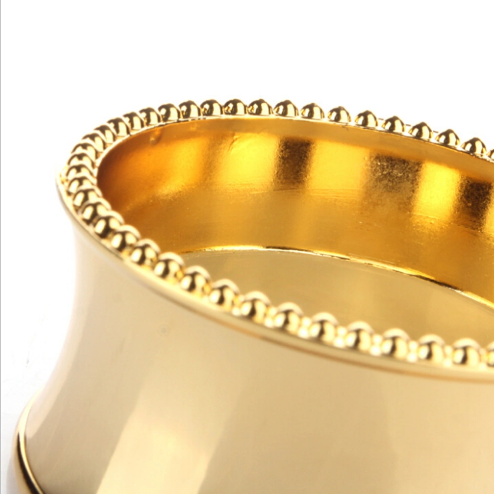 Stainless Steel Napkin Ring Side Beaded Oval Napkin Holder for Weddings Dinners Parties and Daily Use(Gold)