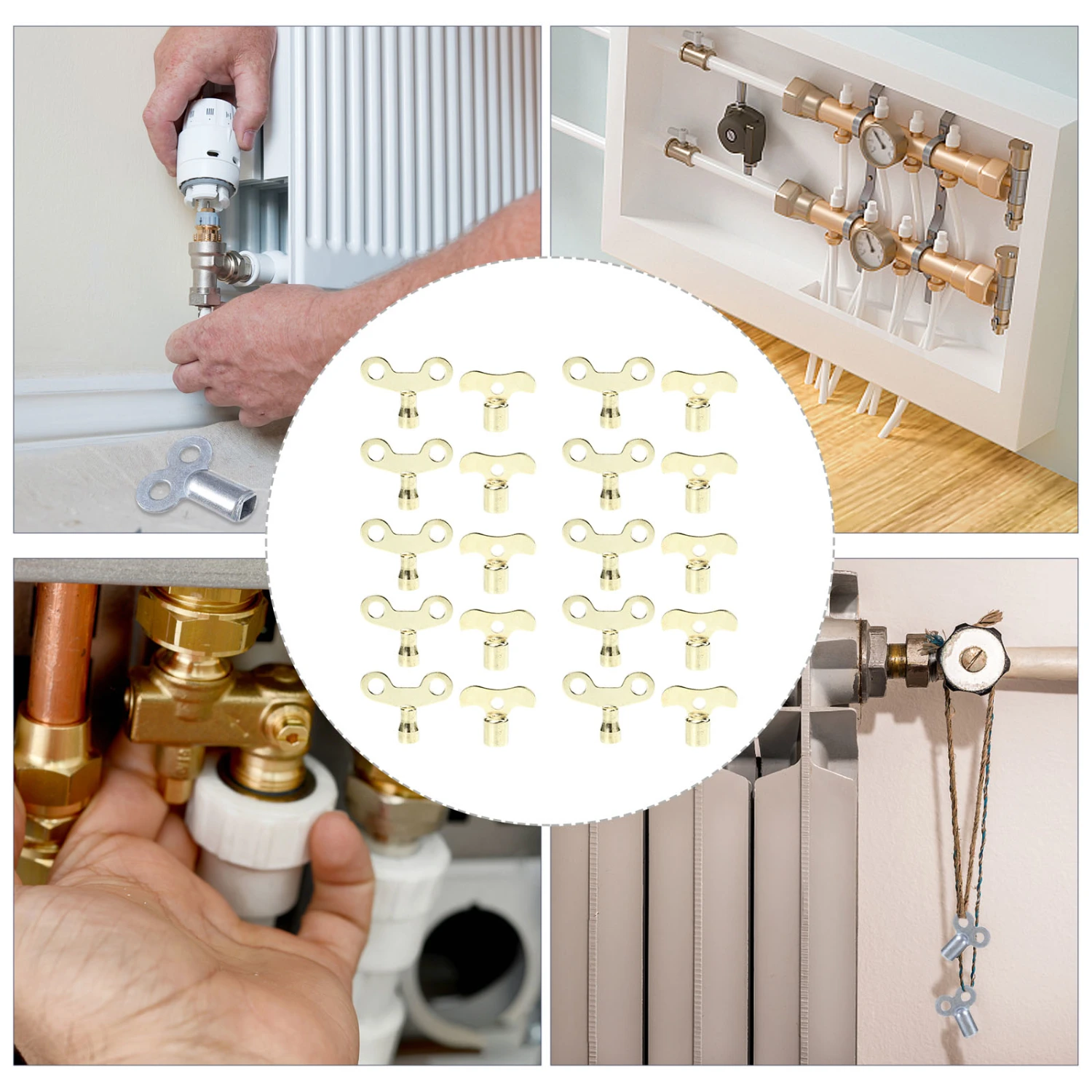 20pcs Radiator Valves Keys Plumbers Switch Key Iron Utility Faucet Key Switch