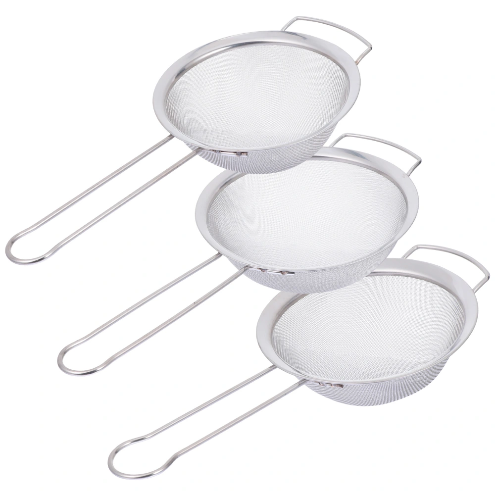 3pcs Flour Sieves Flour Sifter Net Stainless Steel Flour Strainer for Kitchen