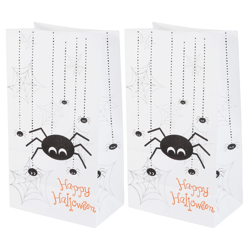 50Pcs Delicate Kraft Paper Gift Bag Creative Halloween Packing Bag Practical Candy Bags Gift Sugar Sweet Pouches Gift Wrapping Supply (Spider Pattern)