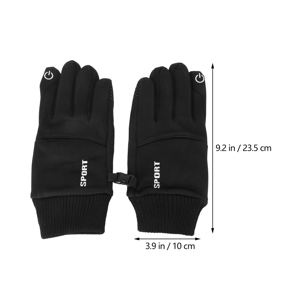 1 Pair Warm Winter Gloves Wear-resistant Convenient Riding Gloves (Black, L)