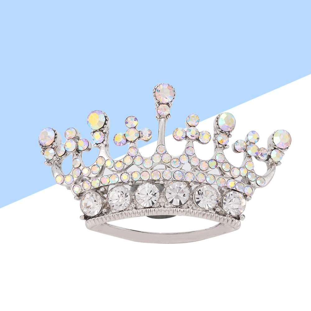 Women Exquisite Wearing Accessories Fashion Lady Party Wedding Dress Noble Imperial Crown Style Rhinestone and Alloy Pin Brooch (Silver)