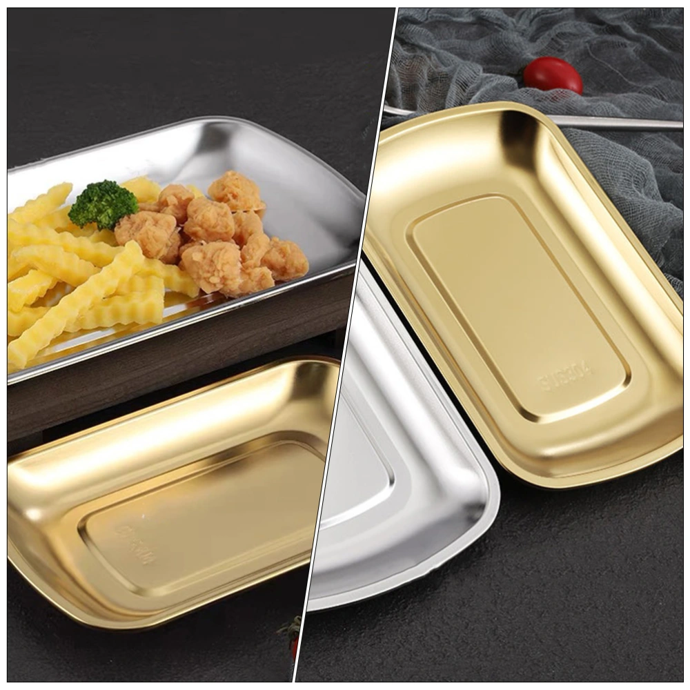 1 Pc Durable Stainless Steel Barbecue Plate Rice Noodles Holding Plate