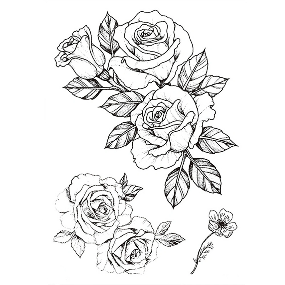 5pcs Arm Temporary Tattoos Waterproof Rose Flower Pattern Body Stickers Pastes