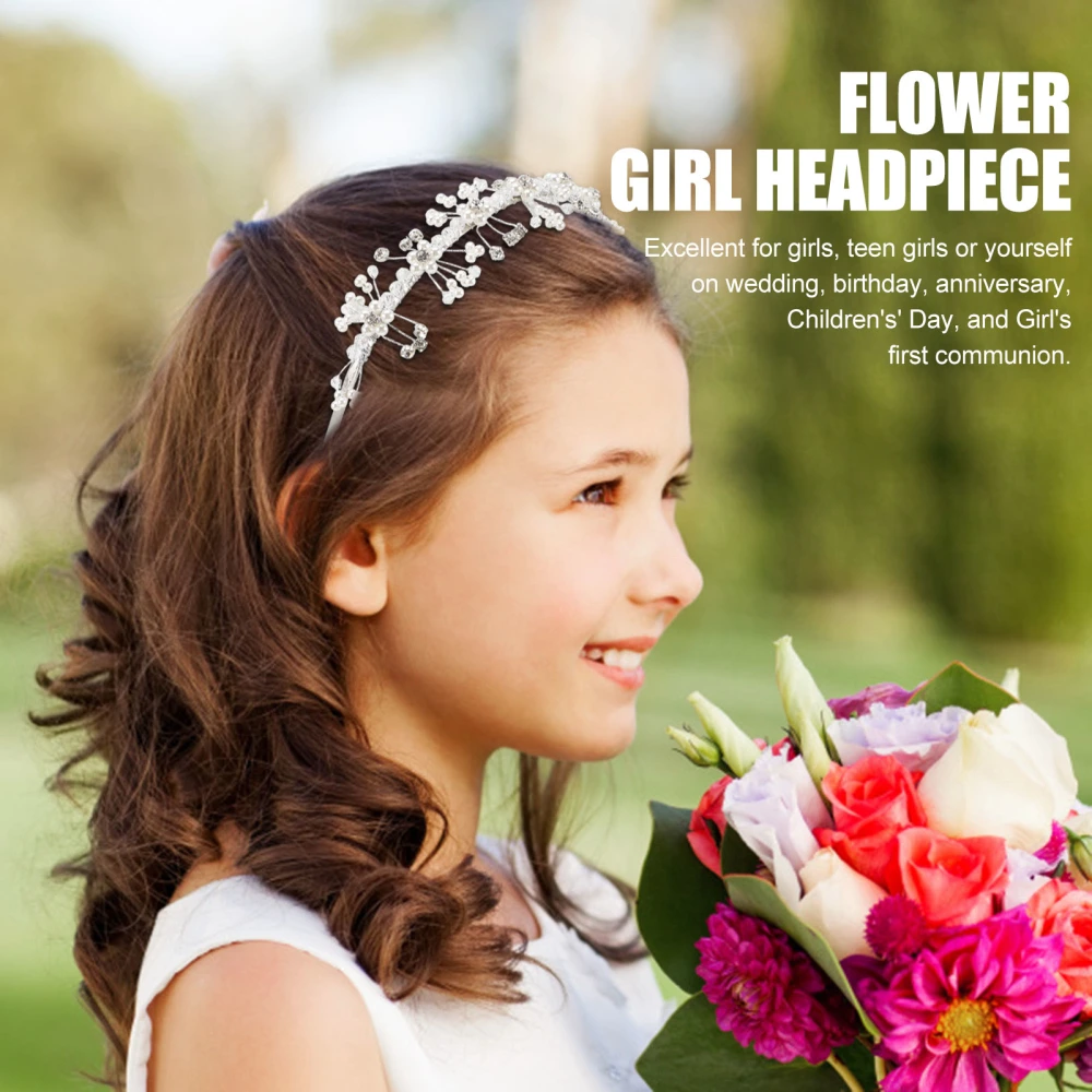 Wedding Pearl Hair Accessories Kids Headpiece White Flower Girls Headband Decoration