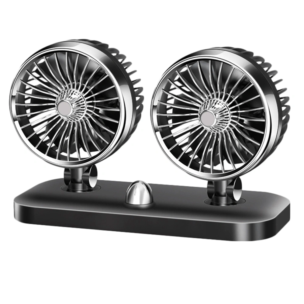 1Pc Double-headed Car Fan Portable Car Vehicle Air Fan Powerful Electric Fan (Black, 24V Truck Use)