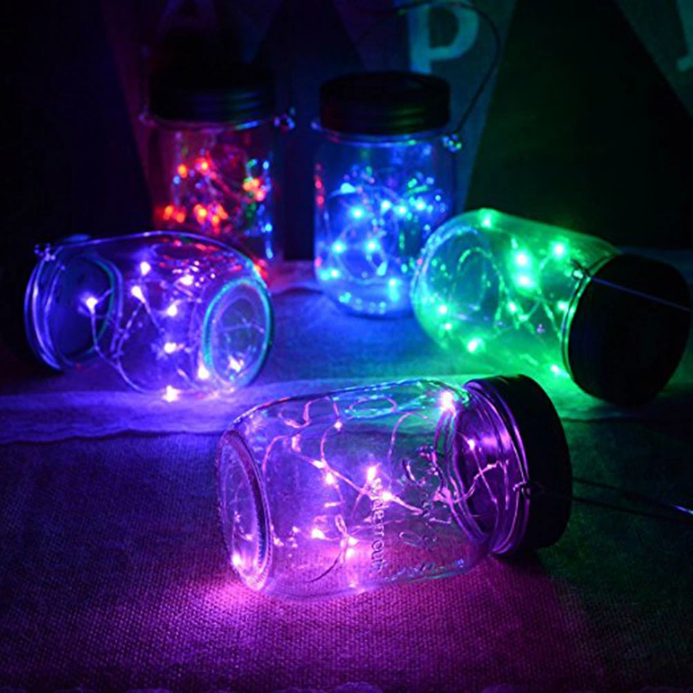 1M 10 LED Solar Mason Can Lid Light String LED Fairy Light Decorative String Light for Garden Yard Home Landscape (Purple Light)