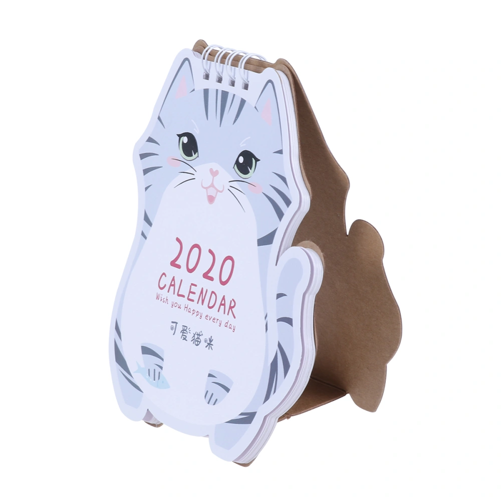 Desktop 2020 Cartoon Calendar Cat Shape Calendar Year Book Desk Calendar