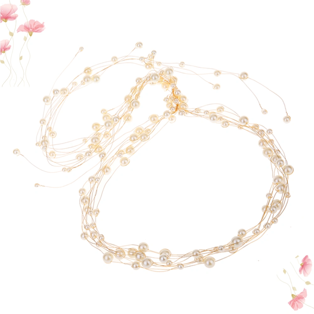 Golden Delicate Bridal Headwear Handcraft Artificial Pearl Headdress Wedding Sweet Hair Band Hair Accessories for Women Ladies Bride