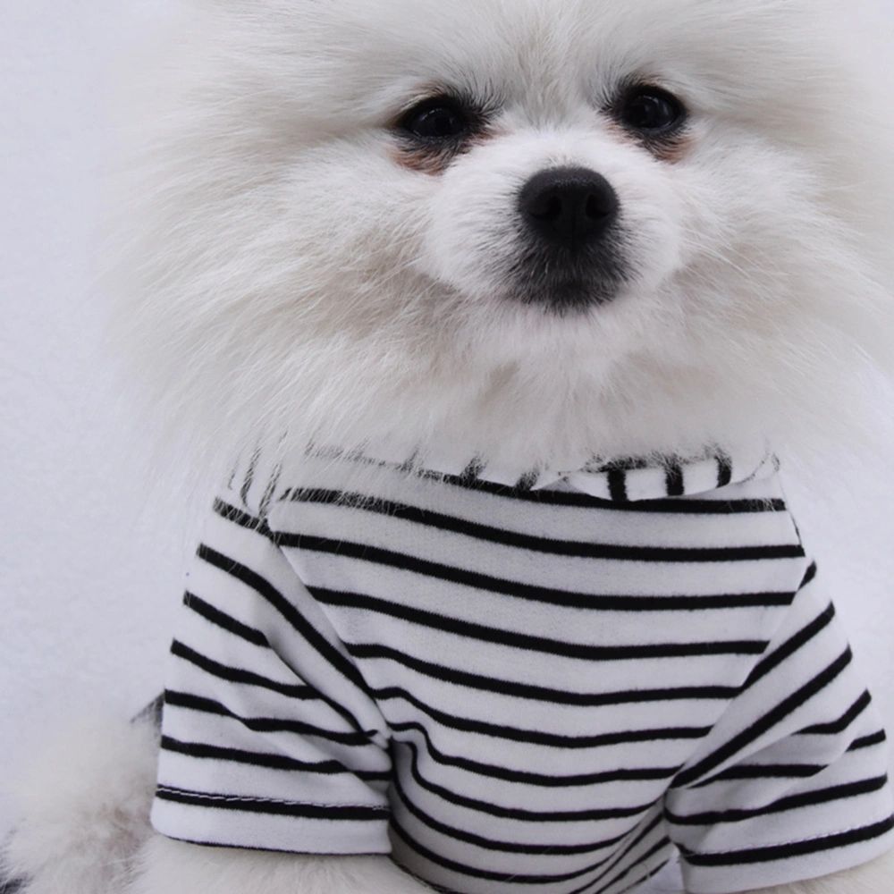 1Pc Pet Black and White Clothes Stripe Denim Pet Suspenders Trousers Fashion Dog Costumes Pet Supplies Size XXL(Black and White)