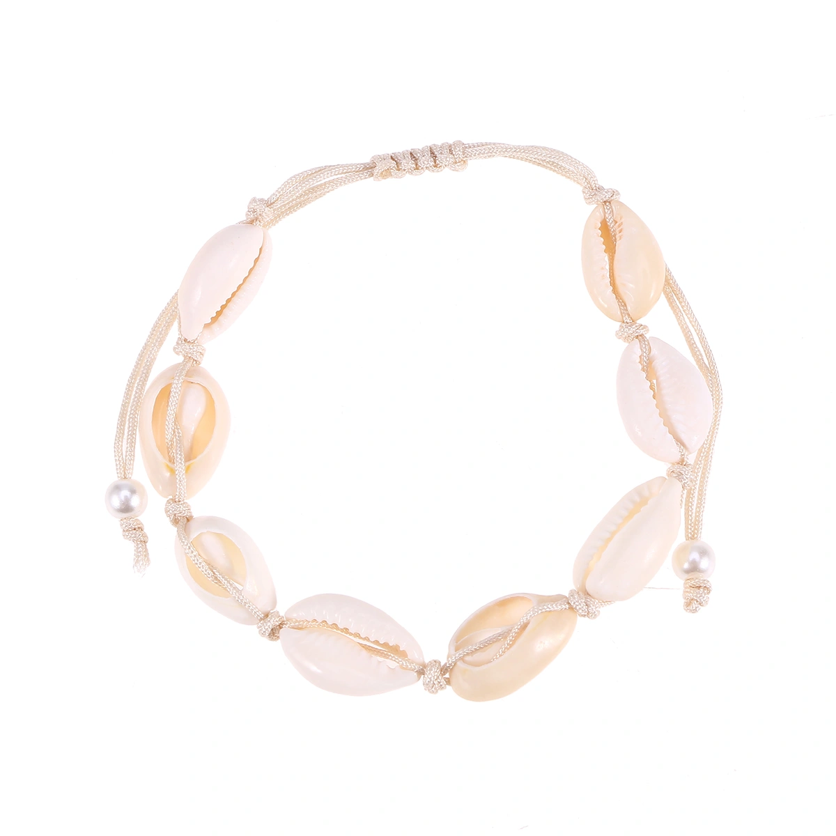 1pc Women Shell Beaded Anklet Bracelet White Thread Hand Ankle Jewelry for Gift