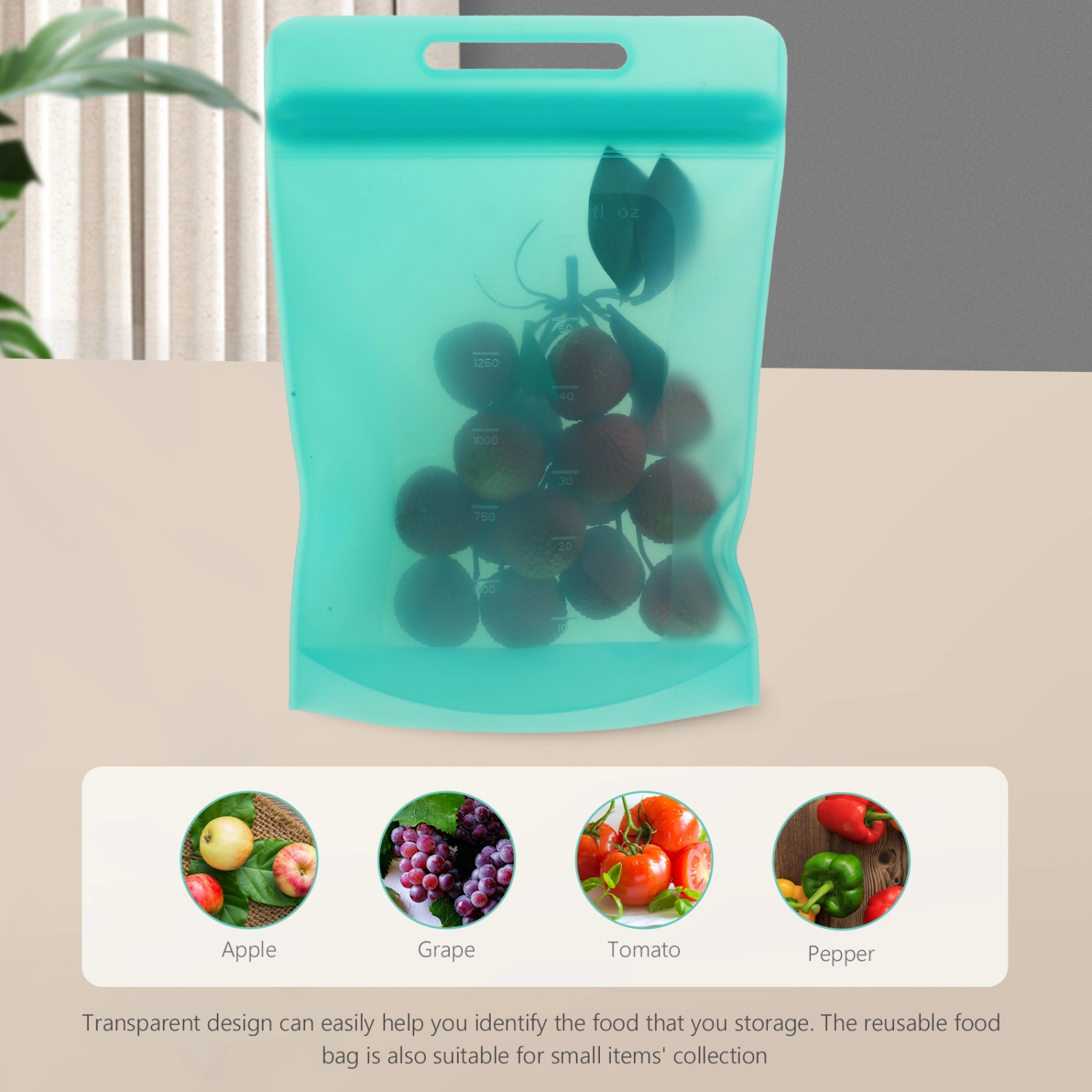 Household Food Bag Convenient Fridge Bag Reusable Food Storage Pouch Home Accessory