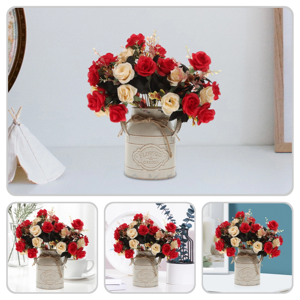 2pcs Vintage Flower Bucket Iron Flower Holder Iron Flower Bucket Home Decoration