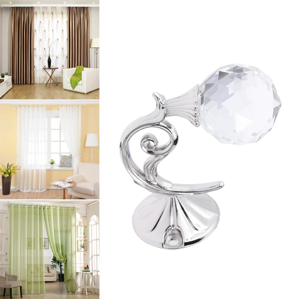 Practical Simple Metal Crystal Glass Curtain Holdback Wall Mounted Tieback Hooks Hanger Holder Curtain Holder(Silver)