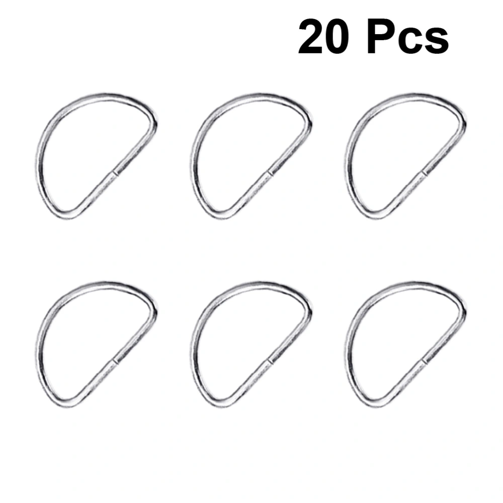 20PCS Metal Shoulder Strap D Ring Multipurpose Bag Webbing Ring Accessories for Luggage Clothes Backpack Belt (Silver)