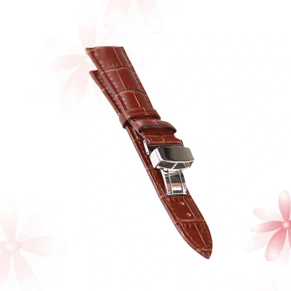 Genuine Leather Watchband Unisex Watch Strap Leather Watch Band Durable Watch Strap with Clasp Brown Size 22mm