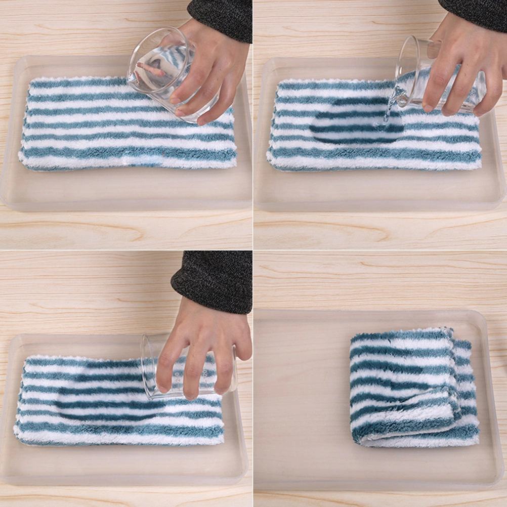 3Pcs Striped Coral Dishtowel Kitchen Sponge Cleaning Towels for Dish Washing