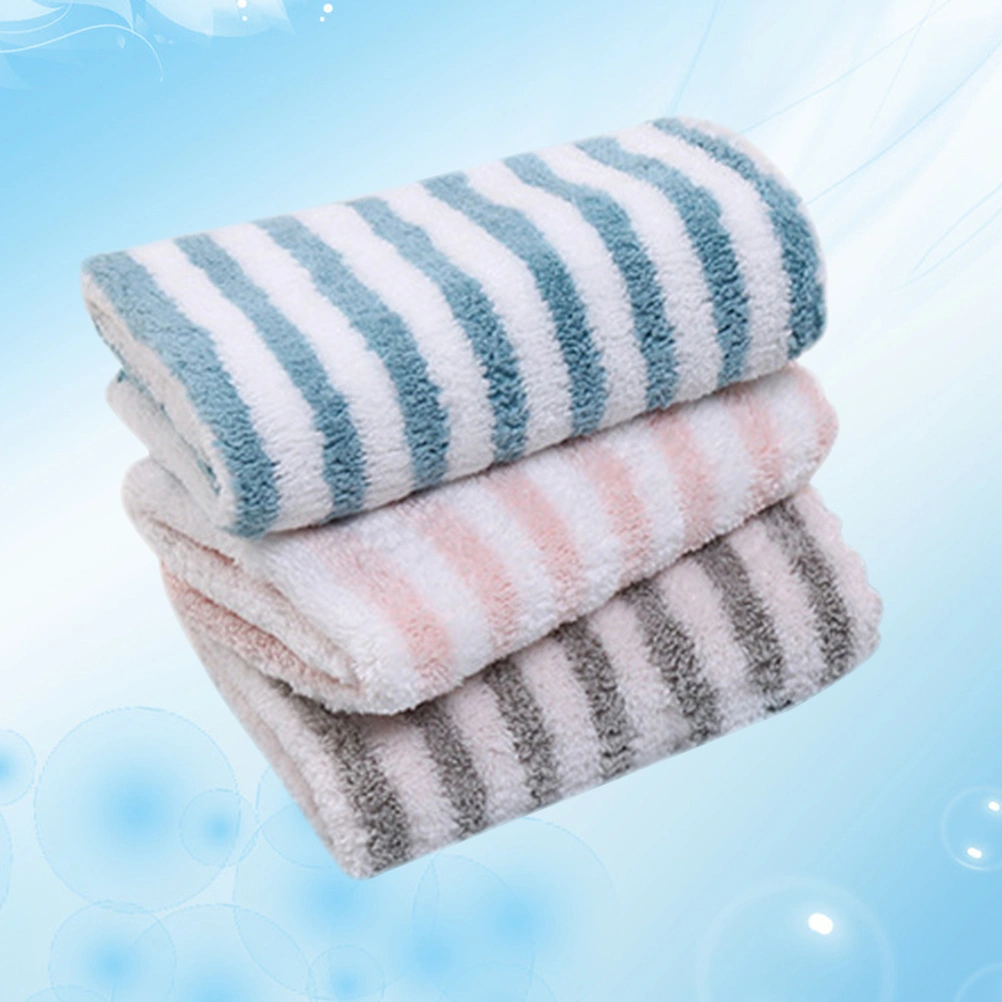3Pcs Striped Coral Dishtowel Kitchen Sponge Cleaning Towels for Dish Washing