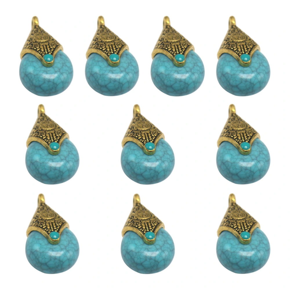 10pcs Water Drop Shape Pendant Tibetan Style Charms DIY Jewelry Making Accessories for Necklace Bracelet (Random Bead Color) (Light Blue)