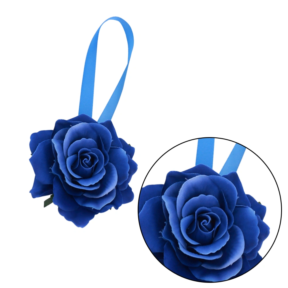 2Pcs Magnetic Buckle Curtain Fastener Flower Shaped Curtain Rope Drapes Holder Curtain Ties Blue