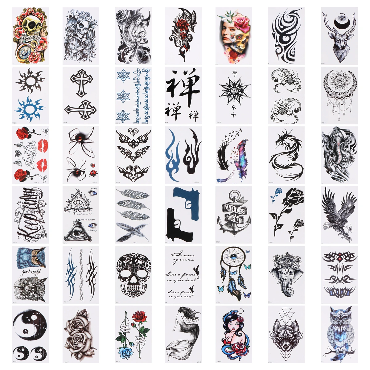 42 Sheets Temporary Sticker Body Arm Art Fake Sticker Decal